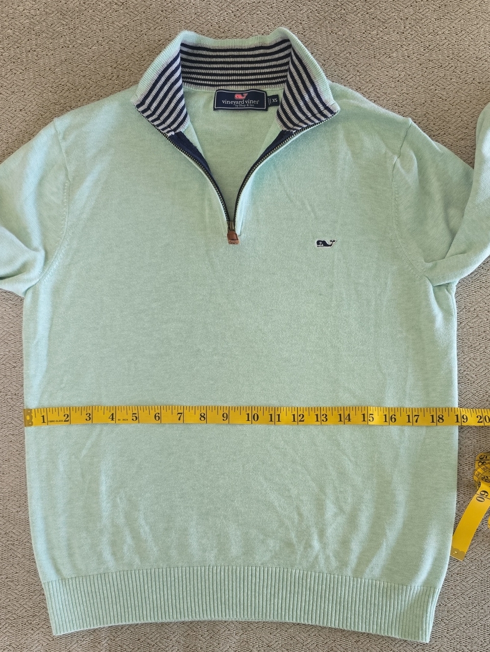 Vineyard Vines Heather Mint Green 1/4 Zip Pullover Sweater - Size XS - Picture 6 of 12